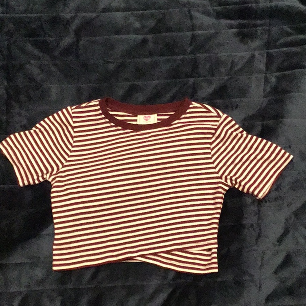 Red and White Stripped Crop Top